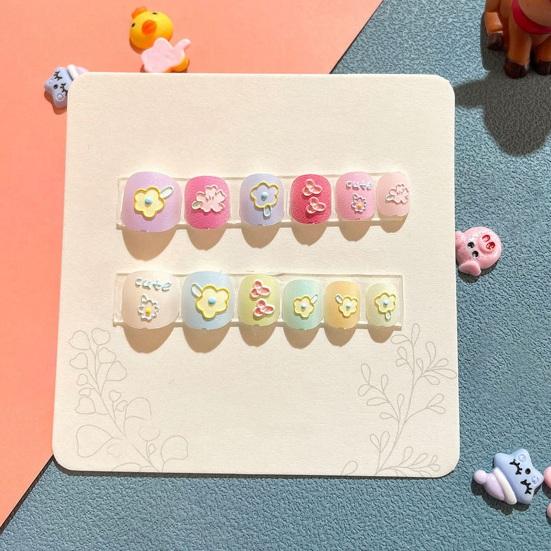 Yousheng 12 шт. детские мультяшные накладные ногти милый рождественский тематический узор с тиснением на ногтях самоклеящиеся накладные ногти DIY художественное украшение