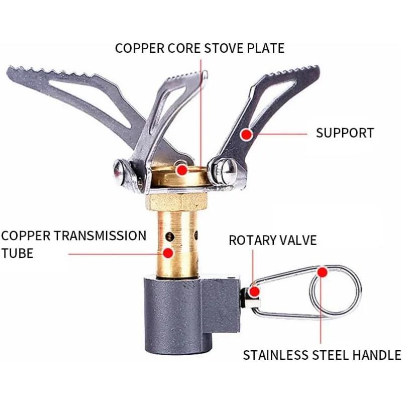 Portable Mini Camping Stoves Head Integrated Folding Stove Head Camping Outdoor Integrated Stove Head for Outdoor Camping Hiking