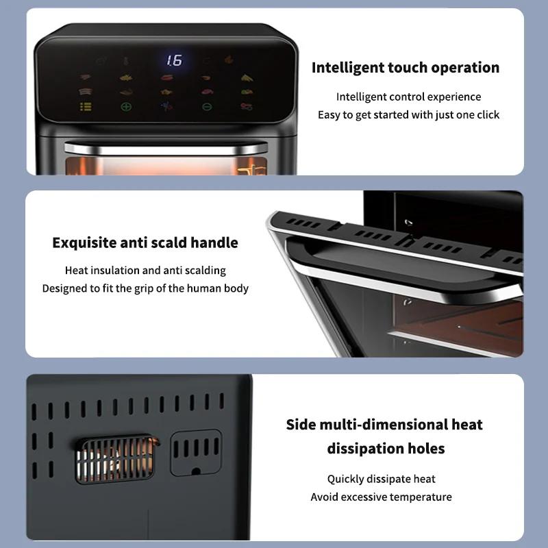 12L Large Capacity Electric Air Fryers Oil-free Automatic Household Kitchen 360°Baking Convection Oven Deep Fryer Without Oil