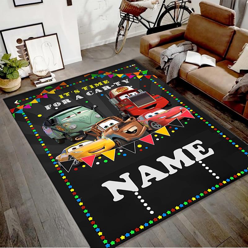 Custom Cars Mat Personalized Name, Polyester Washable Indoor Entryway Rug, Gift for Christmas, Easter, Thanksgiving Day