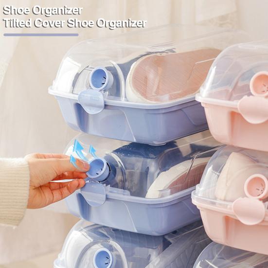 2 Pcs Shoes Storage Box Thickened Transparent  Ventilation Hole Dust-proof Anti-crack Reusable Universal Boot Box Car Travel Shoe Container