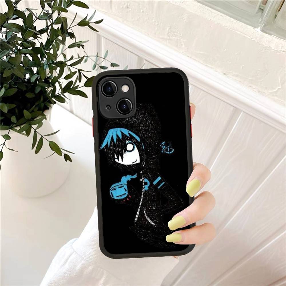Love Black And Cute Emo Phone Case for iPhone 16 15 14 11 12 13 Pro Max X XS Translucent Matte Cover