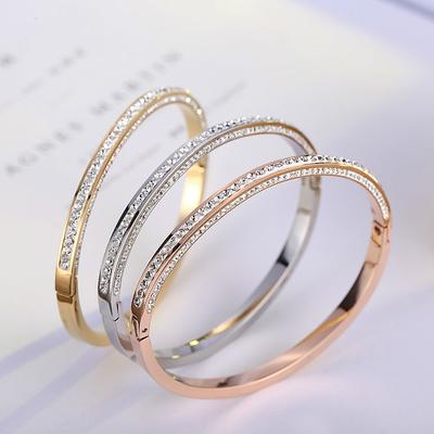 Классический модный женский браслет с сапфиром и розой из титана, оптовая продажа ювелирных изделий из розового золота, золота, платины