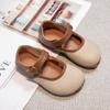 Girls Leather Shoes for Party Wedding Kids Flats Shallow Moccasins Shoes Soft Sole Children Retro Style Mary Janes Shoe 2024 New