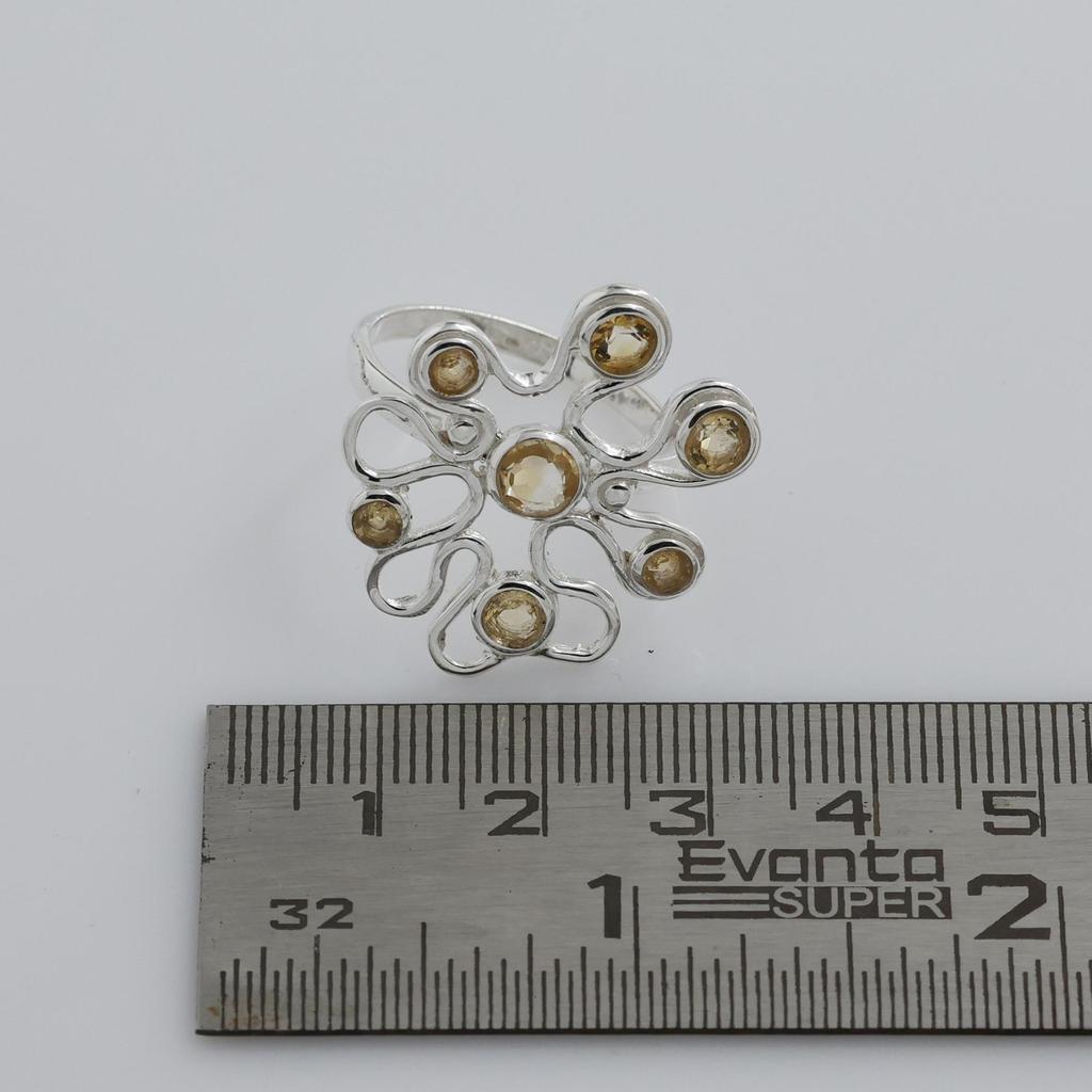 Серебряное кольцо с цитрином, Ювелирное изделие ручной работы из серебра 925 пробы, Женское серебряное кольцо, Подарок для нее Ar8927