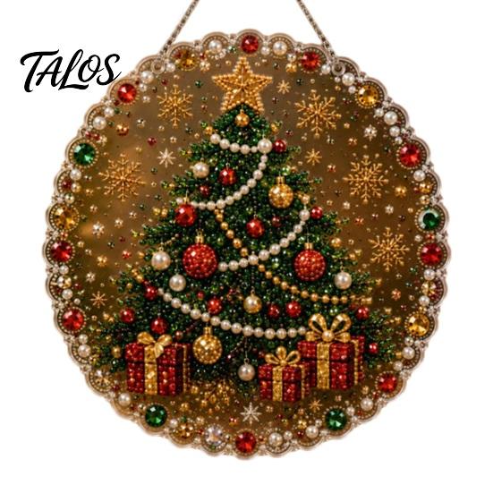Holiday Party Crafting Accessories Christmas Faux Pearl Painting Hanging Ornament Kit, DIY 3D Beads Multi Layered Bead Art Craft, Acrylic Gem