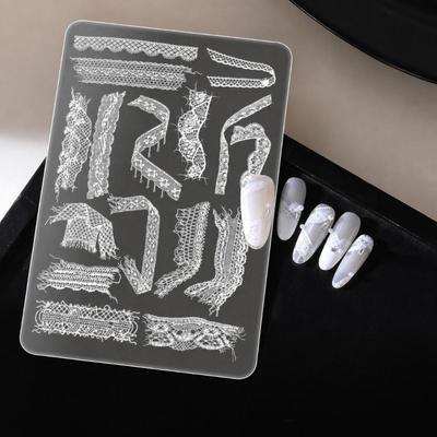 Шаблон для печати на ногтях с клетчатым узором, полый цветочный DIY трафареты для маникюра, принадлежности для нейл-арта