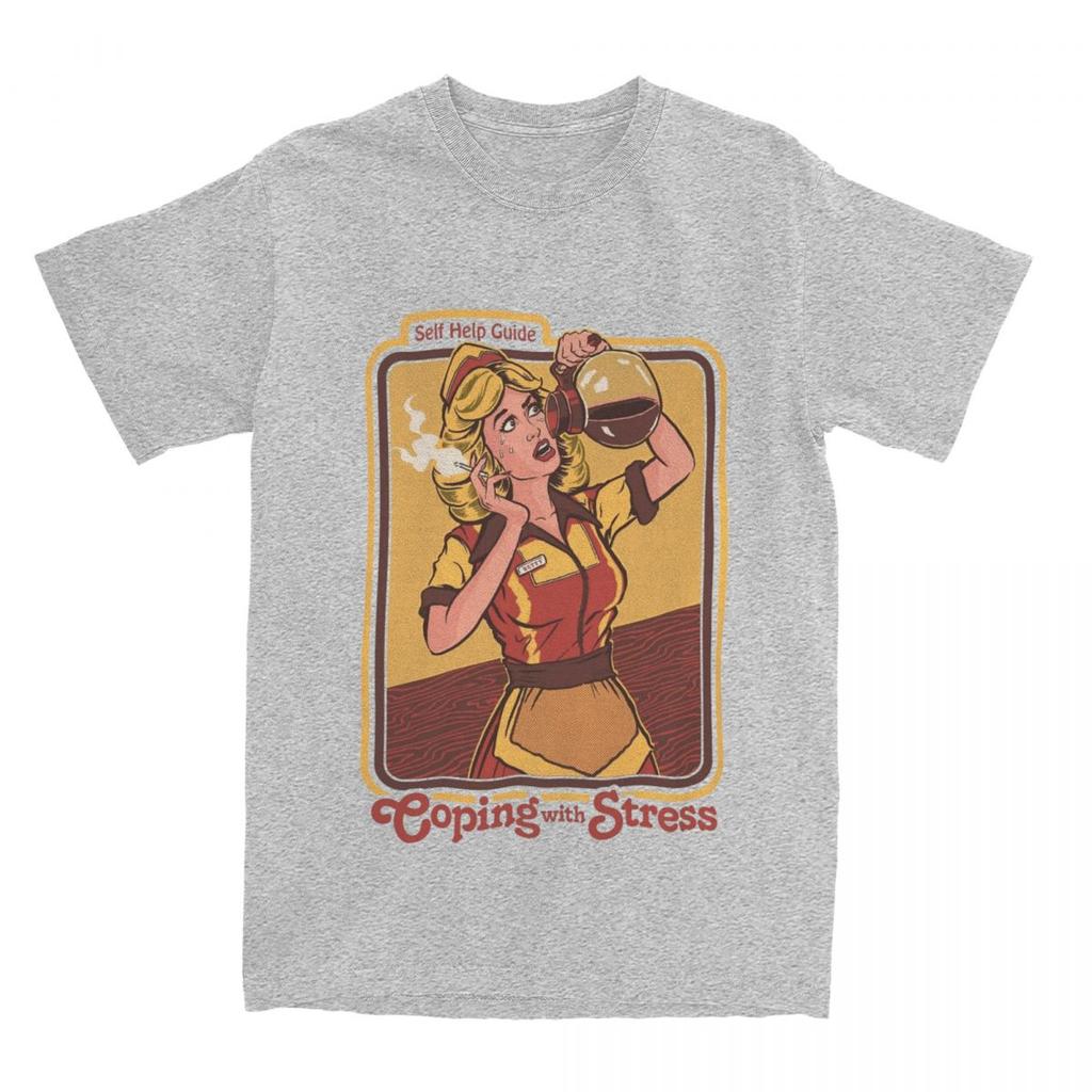 Unisex Womens Coping With Stress Coffee Addict Shirt Merchandise Coffee Lover Pure Cotton Tops Tshirt Funny Tee Shirt All Seasons