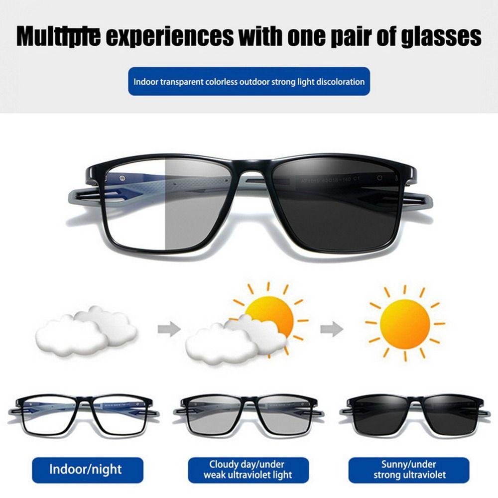 TR90 Frame Photochromic Glasses Lightweight Anti-Blue Light Glasses Myopia Eyewear Men Women