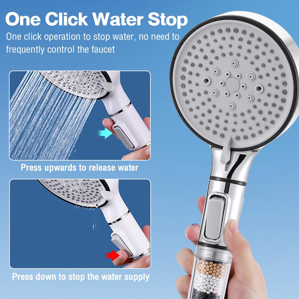 5 режимов работы душевой головки высокого давления с фильтром против известкового налета, гигиенический душ с держателем и шлангом, аксессуары для ванны