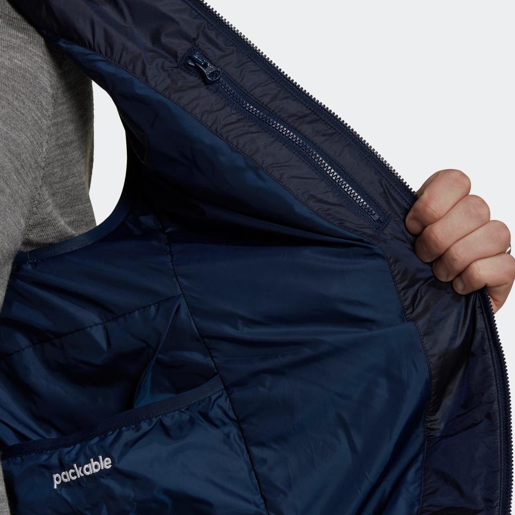 Adidas Originals Padded Puffer Solid Color Striped Logo Zip Stand Collar Vest Men Vests Blue HL9216