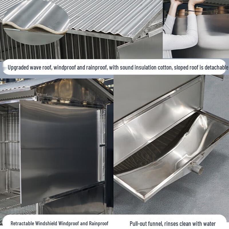 Outdoor Stainless Steel Dog Kennel with Remote Control Door