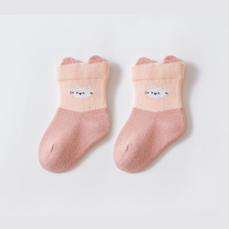 Xiyu Jia Осенне-зимние детские носки - Хлопок гребенной пряжи класса А, Цветной блок, 3D мультяшный дизайн для мальчиков и девочек