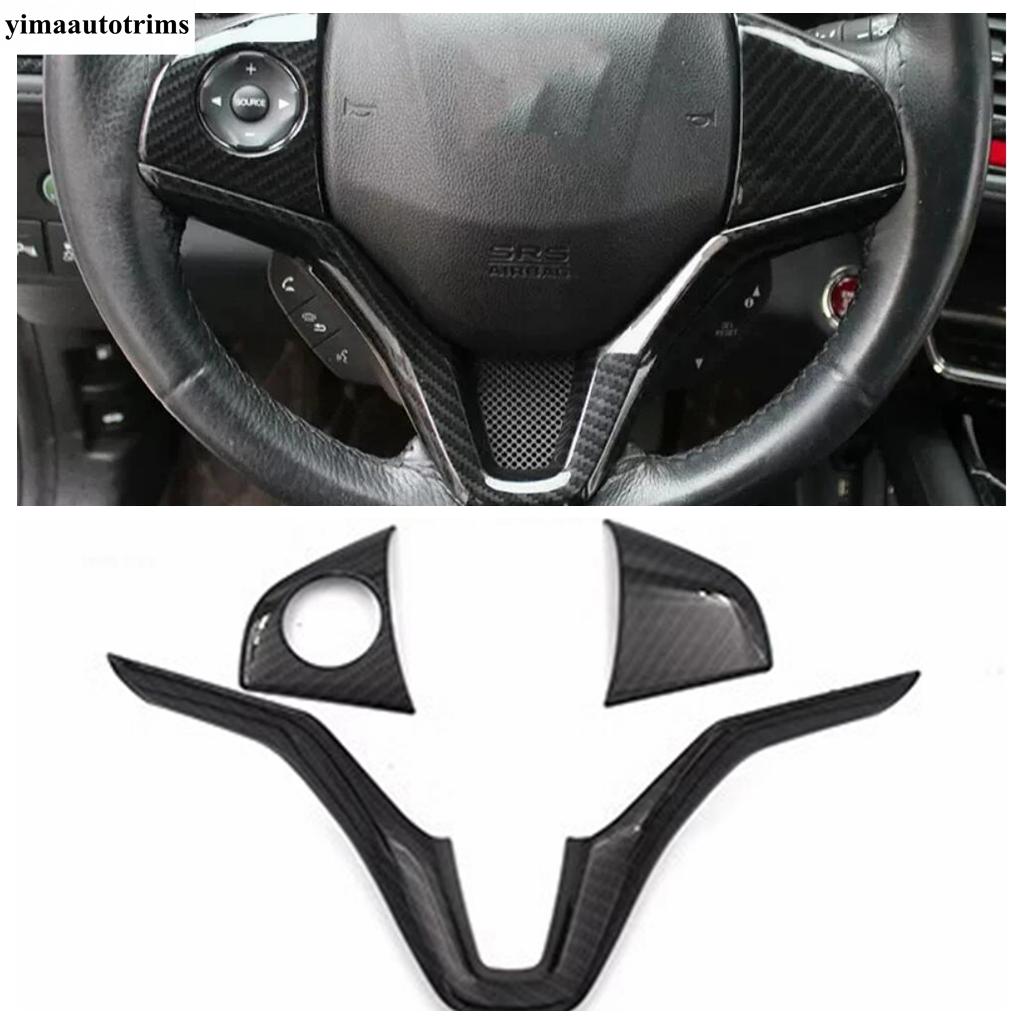 For Honda Vezel HR-V 2014 - ABS Carbon Fiber Car Steering Wheel Button Frame Decoration Cover Trim Accessories Interior