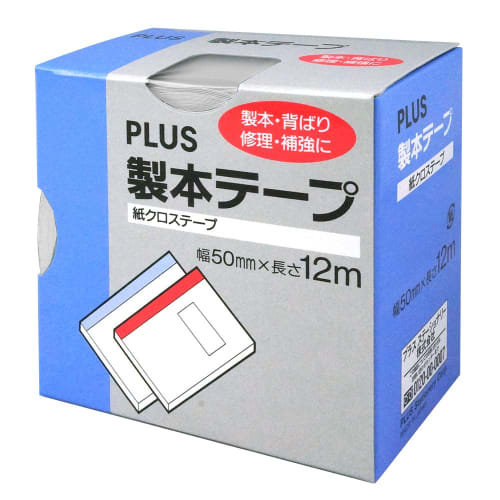 Plus Bookbinding Tape Paper Cloth Tape AT-050JC White 50mm X 12m 43-748