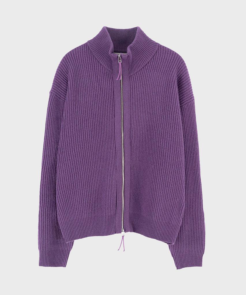 PREF Purple Double Zip High Neck Cardigan