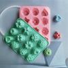 Полезная пищевая тонкая работа, 12 полостей, 3D форма сердца, звезды, силиконовая форма для шоколада для ресторана, форма для торта
