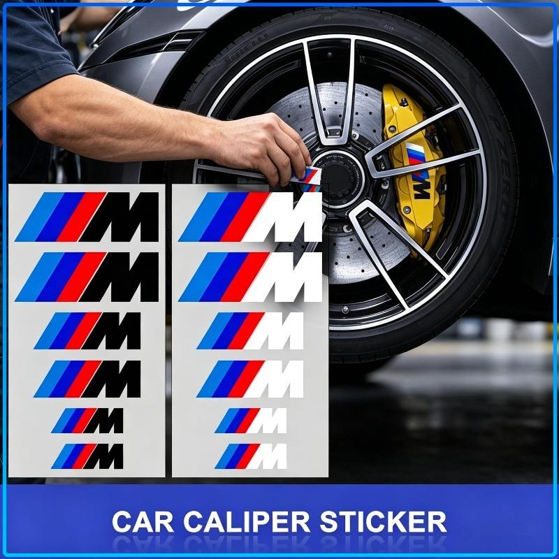 Для BMW M Performance 1 3 5 7 Серии M3 M4 M5 M6 X1 X3 X5 X6 X7 E30 E34 E36 6 шт./комплект 3D Стикеры на суппорты спортивных автомобилей Декоративная наклейка на ступицу колеса автомобиля