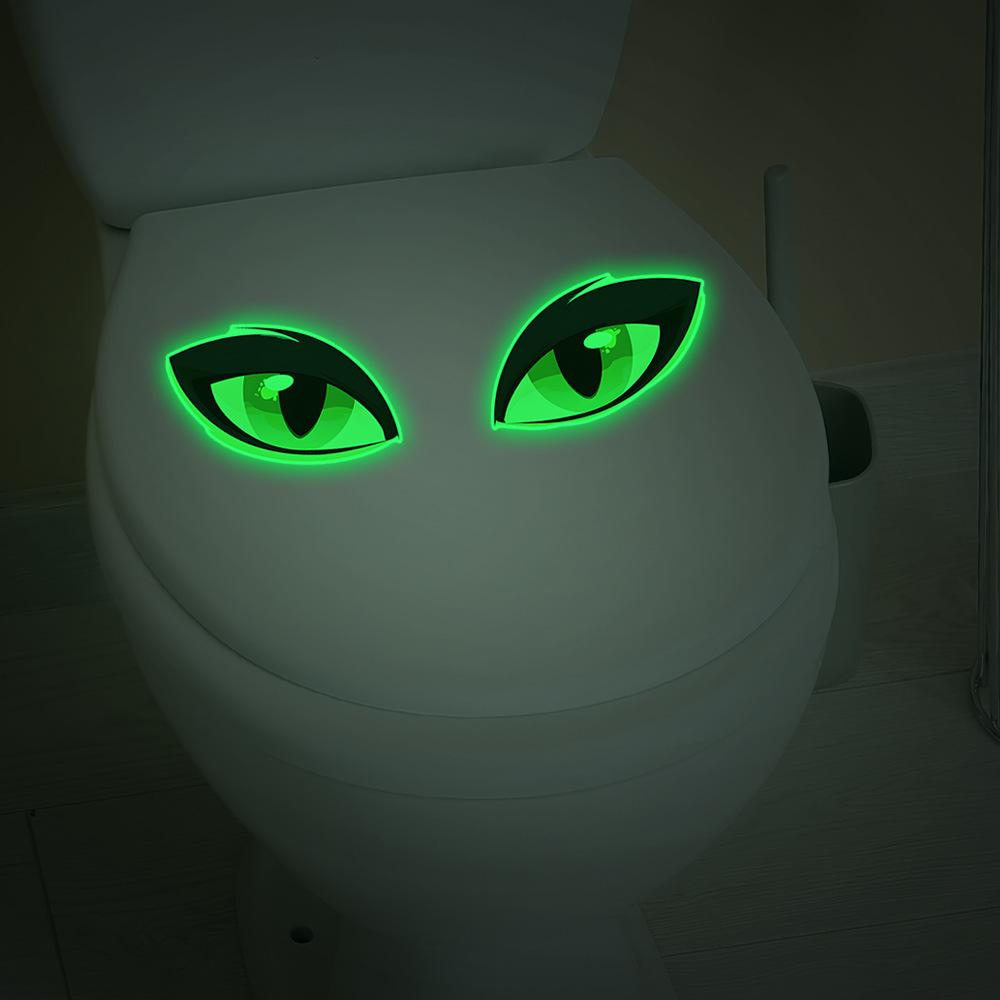 Светящиеся зеленые глаза ванная комната туалет домашний фон украшение наклейка