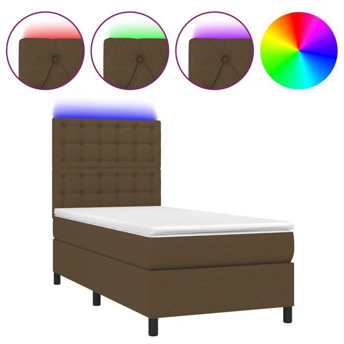Maison Exclusive - Sommier à lattes de lit et matelas et LED Marron foncé 90x190cm
