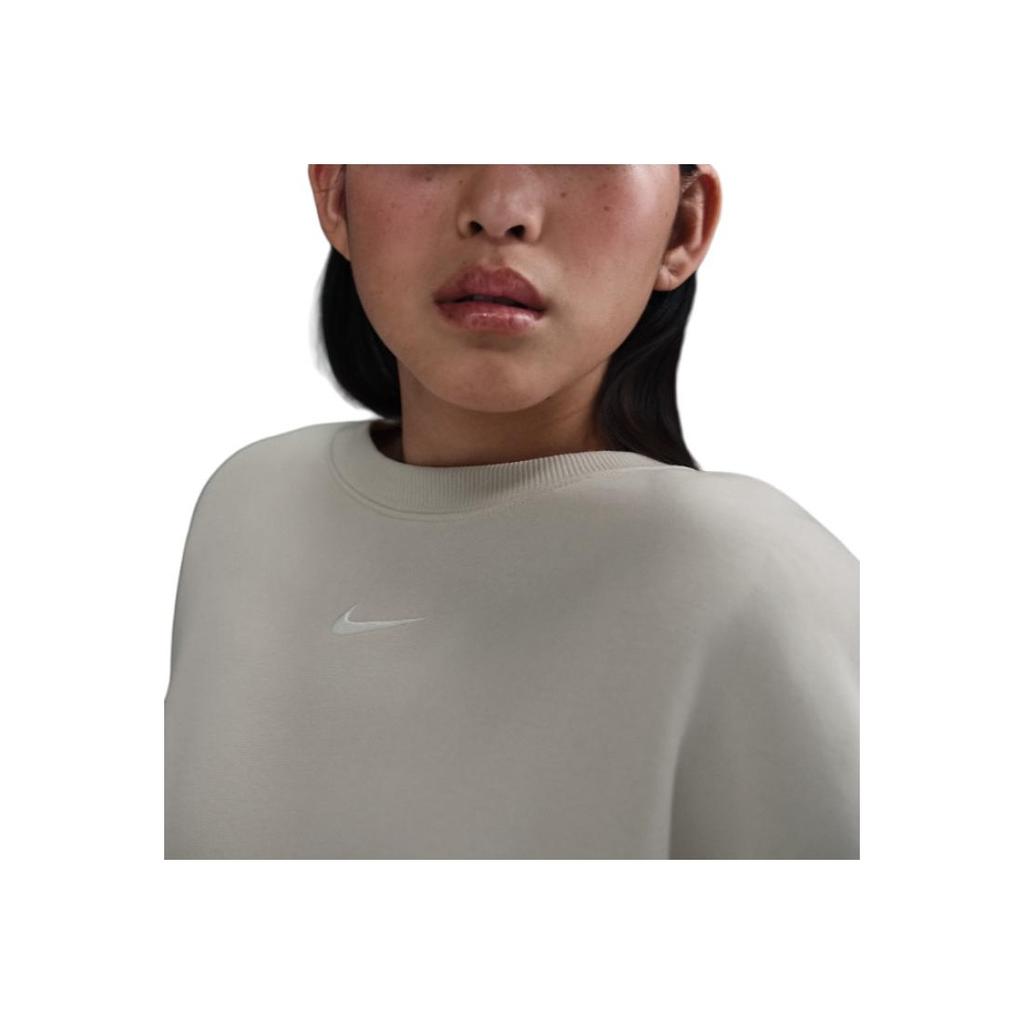 Nike Спортивная одежда Phoenix Fleece Swoosh Удобный свитшот с круглым вырезом и длинными рукавами Женский свитшот Светло-минерально-коричневый Парусный FZ4271-104