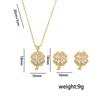 Elegant Full-Crystal Four-Leaf Clover Necklace & Stud Earrings Set, Minimalist Titanium Steel Jewelry, Fashionable Gift for Women