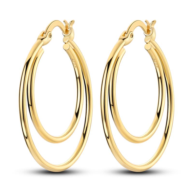 Original 925 Silver Hoop Gold Earring For Woman Heart Star Moon Zircon Pendientes Fashion Jewelry