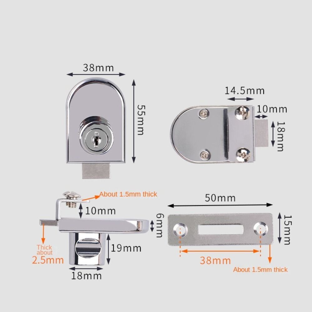 Замок для стеклянной двери из цинкового сплава, комплект замков безопасности, новый замок для витрины шкафа