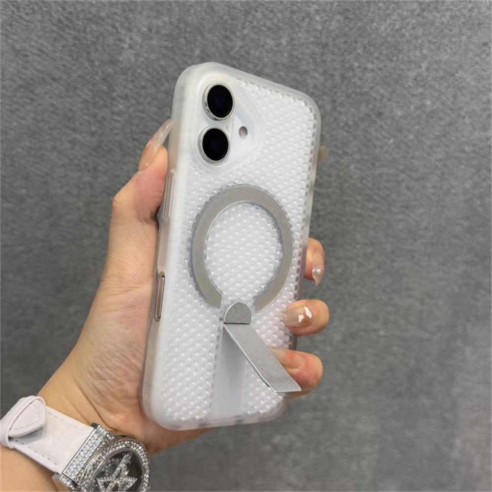 Heat Dissipation For Magsafe Magnetic Bracket Case For iPhone 17 Air 16 E 15 14 Plus 13 12 Pro Max 11 XR Breathable Stand Cover