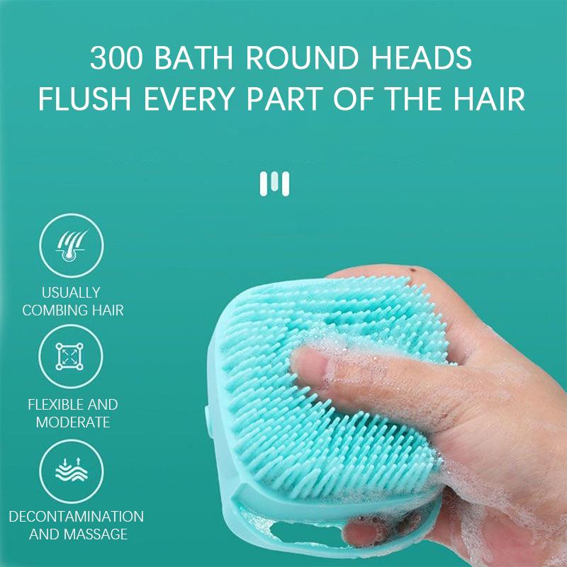 Pet Grooming Bath Massage Brush With Soap And Shampoo Dispenser Soft Silicone Bristle For Long Short Haired Dogs Cats Shower