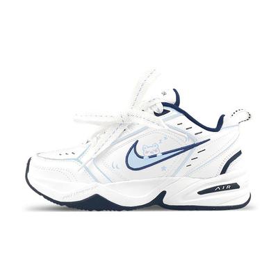 Air Monarch 4 Синтетическая кожа, Кожа Нескользящая Низкие Кроссовки на массивной подошве Унисекс Белый Синий 415445-102(Команда47-М4)
