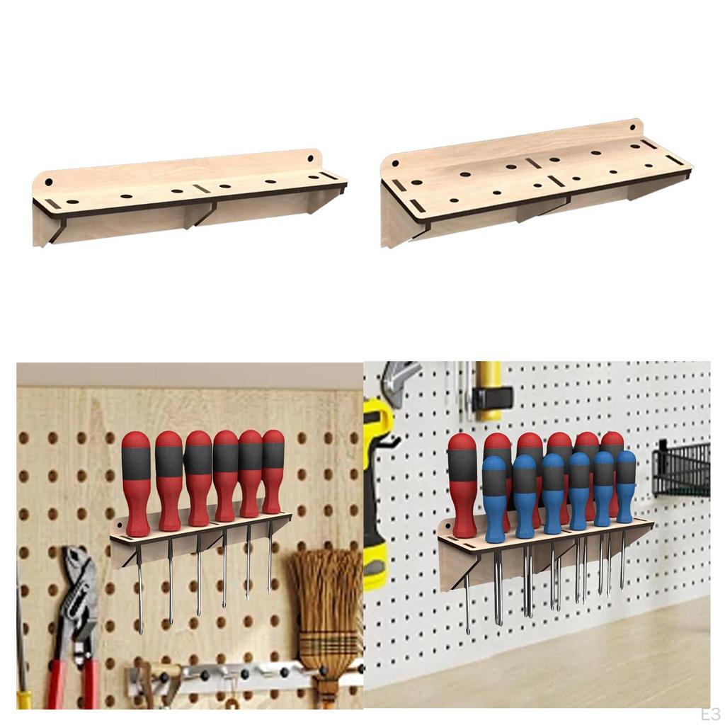 Screwdriver Holder Wall Mount Hanger Wooden Multiple Holes Organizer Tool for