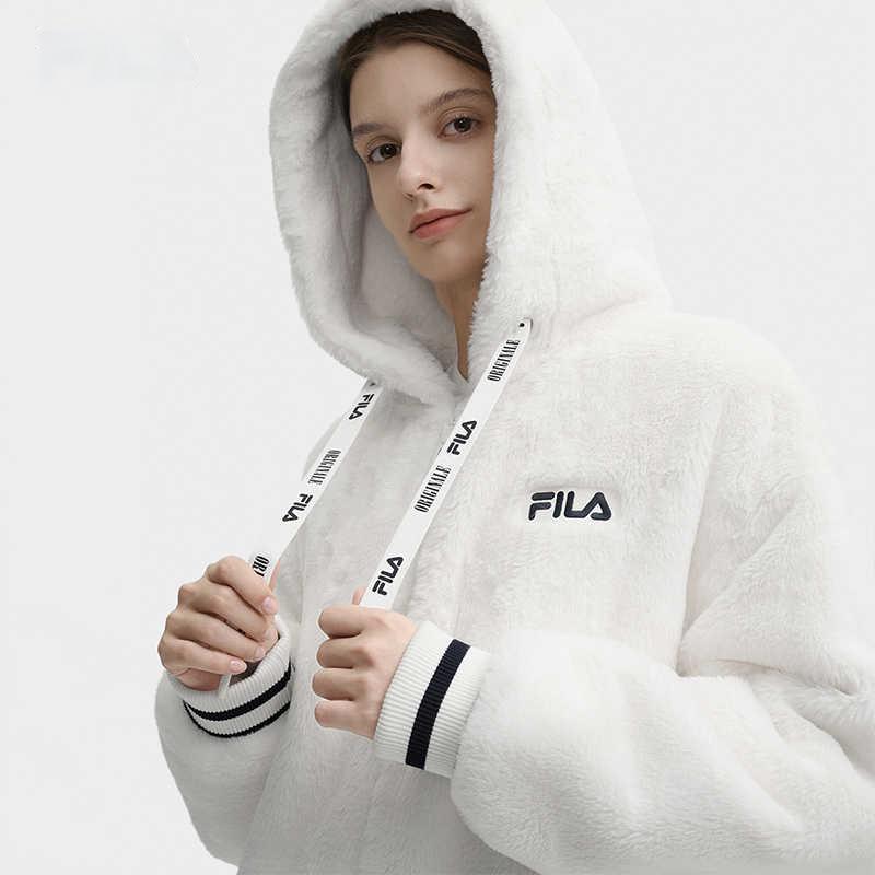 New FILA Velvet feel Coat Women's Cloud White F11W449501FWT