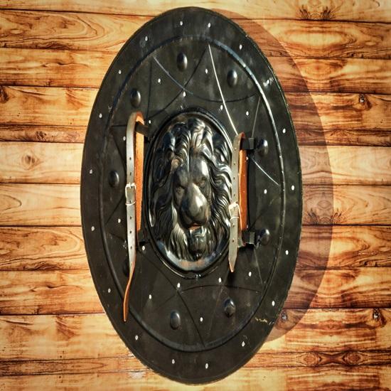 Medieval Lion Face Shield Black Warrior Viking Shield Shield for Re-enactment Battle Worn Armour Round Shield 55.88 Cm Best For Gift