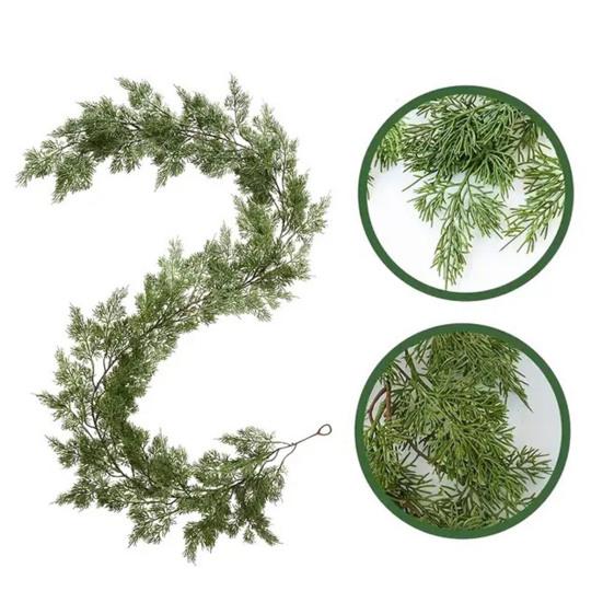 6.2Ft Faux Cedar Garland Norfolk Pine Swag Christmas Greenery Stems Artificial Pine Branches for Holiday Party Wedding Decoration