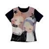 Summer Retro Cut Top for Women's Y2k Beautiful Expression Street Clothing Gothic Harajuku Pattern T-shirt