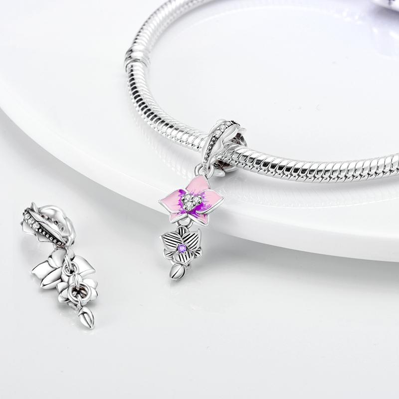 Fashion 925 Silver Dangle Charm Beads Spring Flower Fit Original Bracelet DIY For Pendant Necklace Making Women Gift