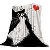 Черно-белый кошачий узор Фланелевое покрывало для дивана кровати дивана Мягкое легкое уютное для детей взрослых Путешествий кемпинга Подарки