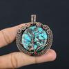 Tree Of Life Tibetan Turquoise Pendant, 999 Copper Wire Wrapped Gemstone Jewelry, Handmade Pendant, For Thanksgiving