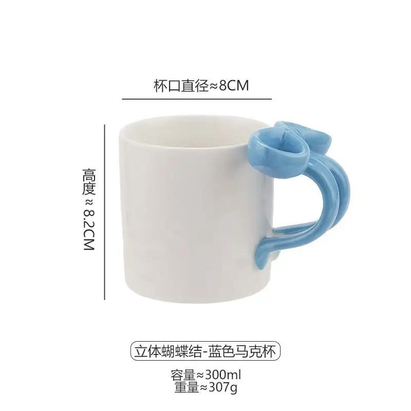 Симпатичная тарелка с 3D-бантом и кофейная кружка, расписанная вручную, керамическая тарелка, украшение для гостиной, спальни, обеденного стола, тарелка для фруктового салата