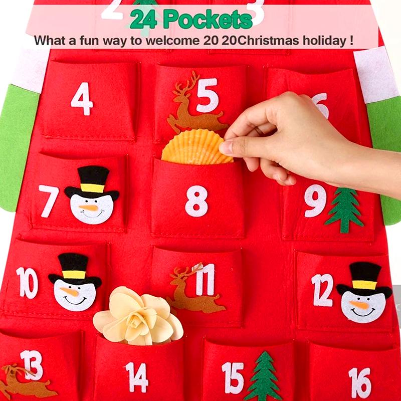 1PC 24 Days For Children Christmas Gift DIY 2024 Christmas Santa Calendar Felt Wall Hanging