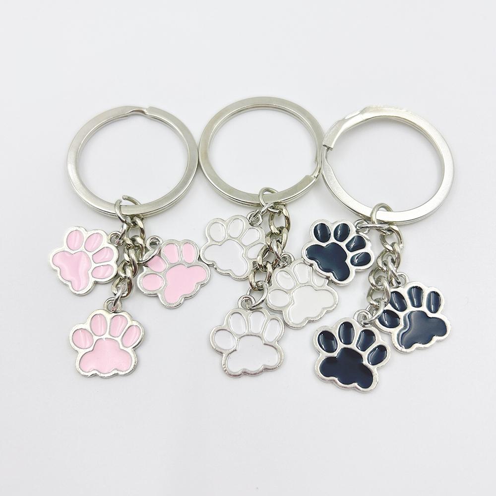 Новая мода Pet Paw Oil Enamel Charms Key Chain Key Chain Car Keyring Women Child Gift Jewelry