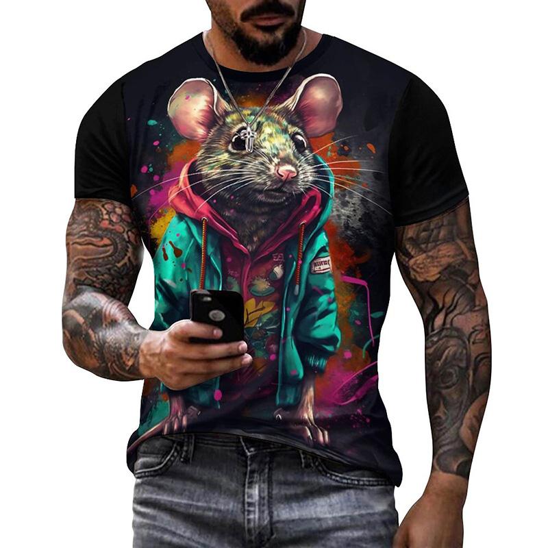 Colorful Animal 3D Printed T-shirt Men Women Summer Casual Cat Dog T Shirts Kids Oversized Round Neck Short Sleeve Tee Tops