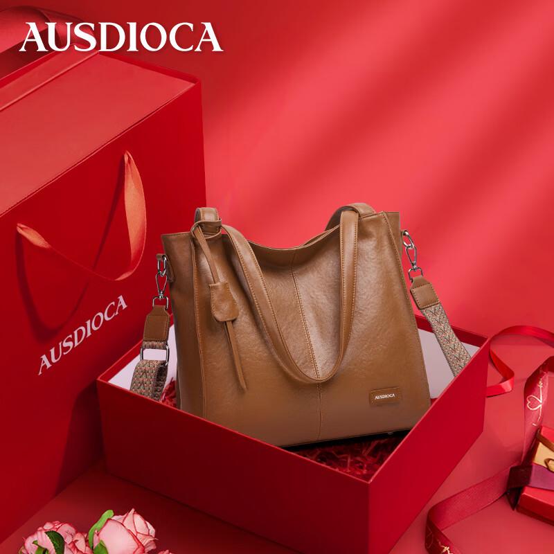 AUDIJIA Genuine Leather Tote Bag for Women