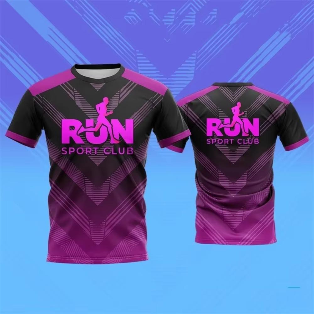 Purple Black Striped T-Shirt Sports Club Style Graphic Casual Short Sleeve Fitness Top