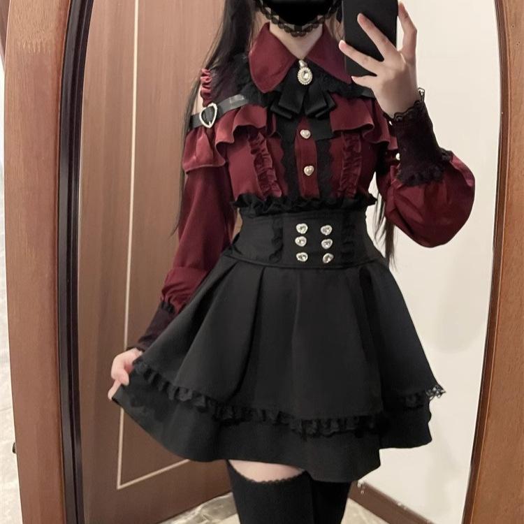 Женская мода рубашка с открытыми плечами юбка с высокой талией костюм из двух частей