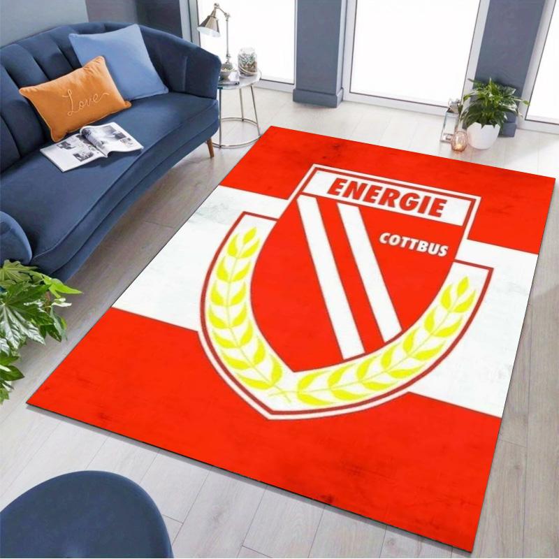Energie Cottbus Football Club Badge Print Area Rug Non‑Slip Rectangular Floor Mat Soccer Fan Gaming Room Home Decor