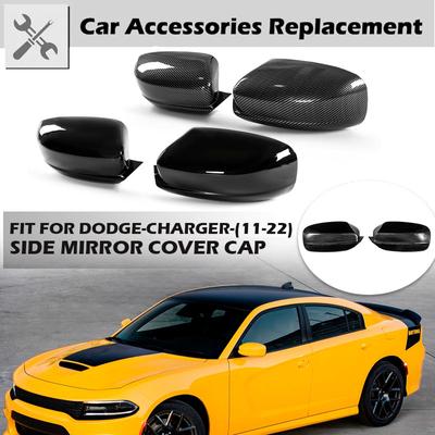Rhyming Side Rearview Mirror Cover, боковые зеркала, крышки, глянцевые черные карбоновые автомобильные аксессуары, подходящие для Dodge Charger
