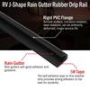 1/5/6M RV Rain Gutter Silicone Rubber J-Shape Design Weather Stripping Self-Adhesive Backing UV Resistant