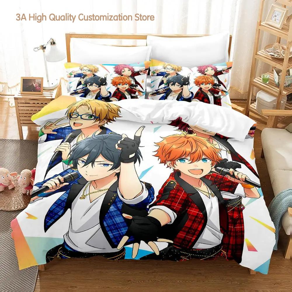 Набор постельного белья Ensemble Stars Односпальный Полуторный Полный Евро Кинг-сайз Набор для кровати Взрослая Мальчишеская спальня Комплекты пододеяльников Комплект постельного белья с аниме